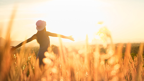 Woman Field Sunlight